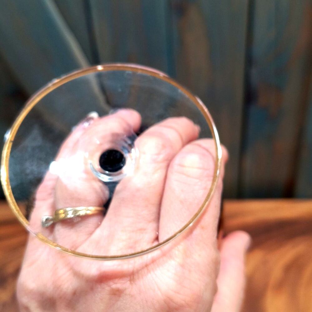 693. Bohemian Brandy Snifter Gold Burgundy Jeweled - Picture 5 of 7
